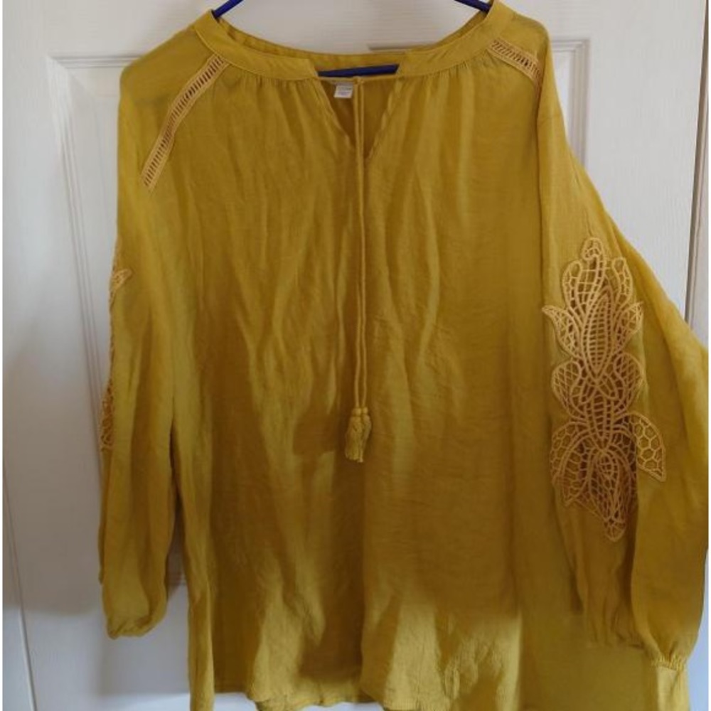 EST. 1946 Olive green/yellow sheer light weight beach shirt woman size 22/24 W